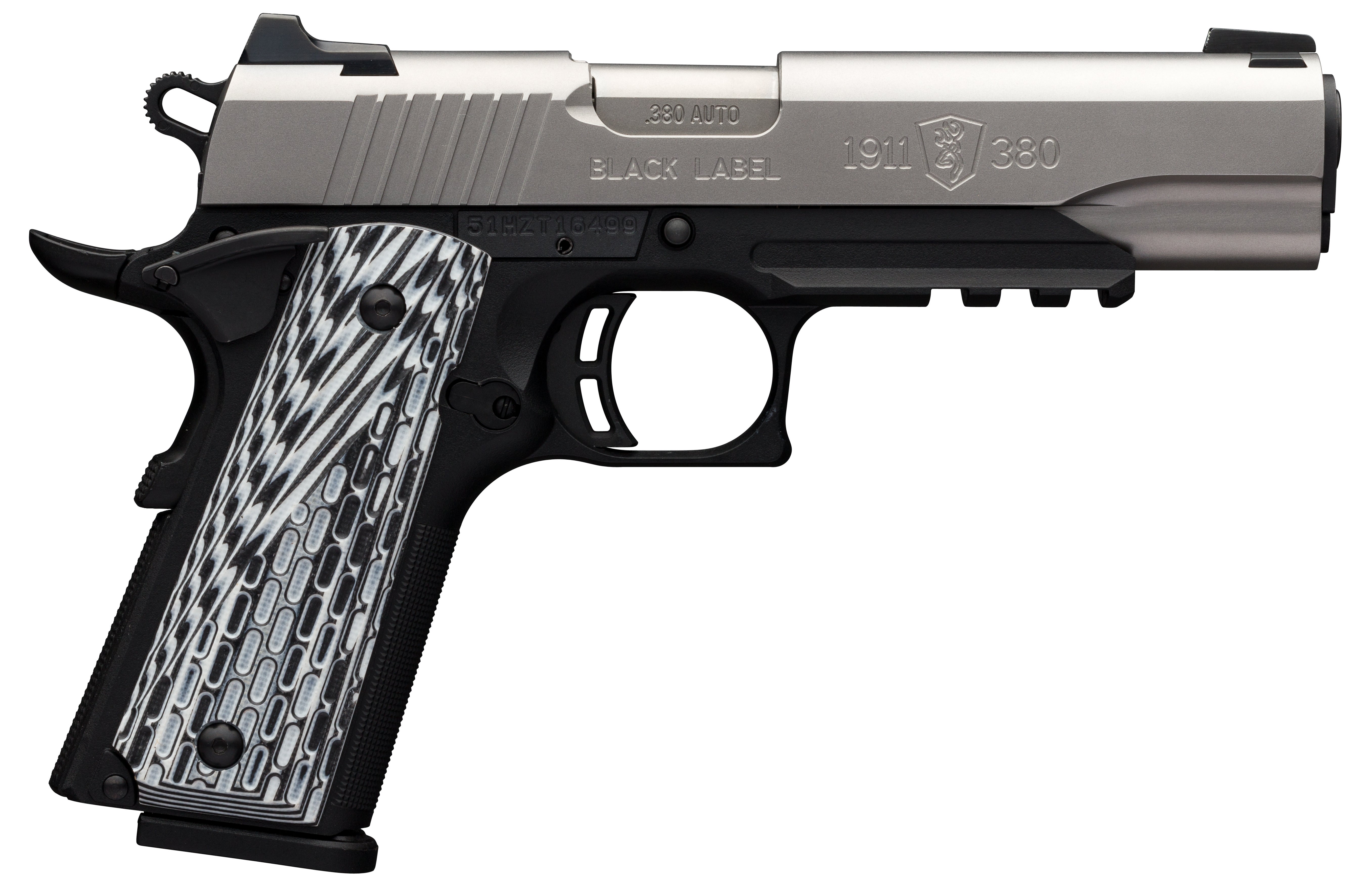 1911 380 Black Label Pro Stainless Full Size With Rail 